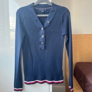 Tommy Hilfiger Navy V-Neck Sweater - XXS